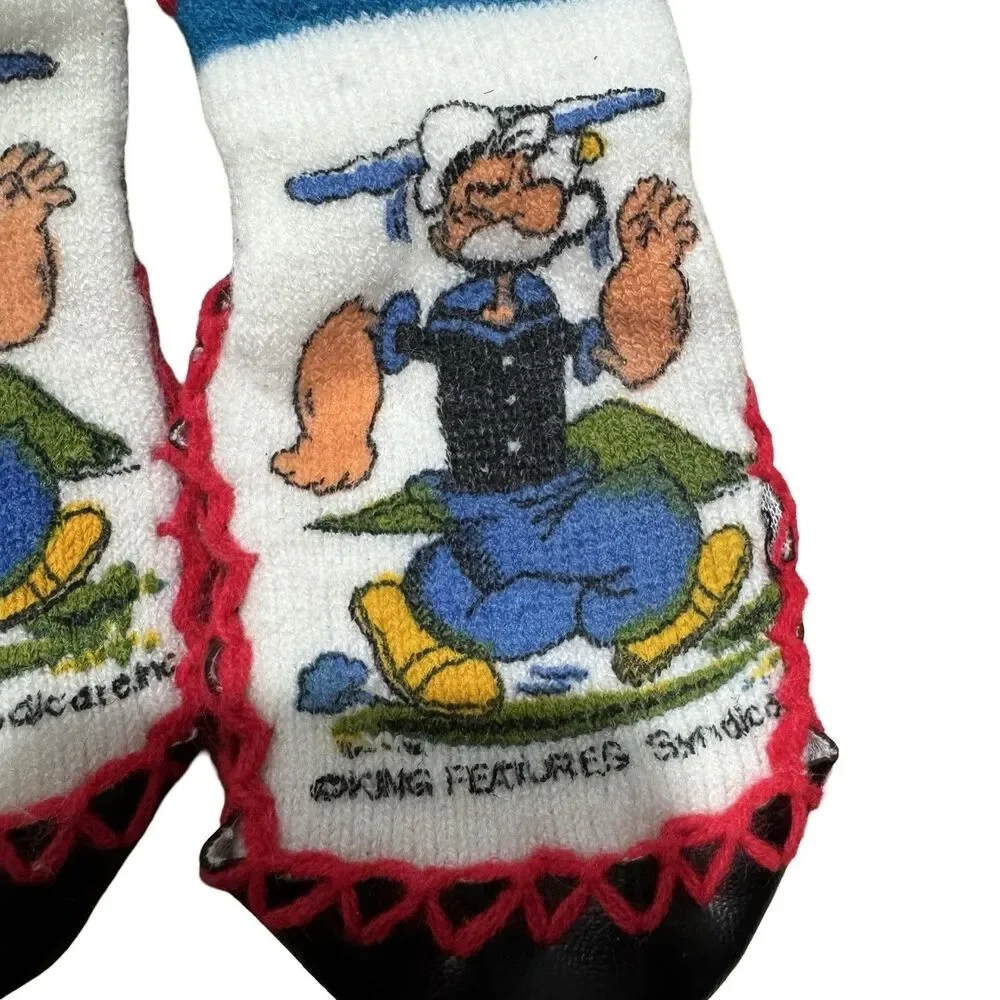 Vintage 70s Popeye The Sailer Man Shoes Slippers Size 4/5 Toddler Adorable